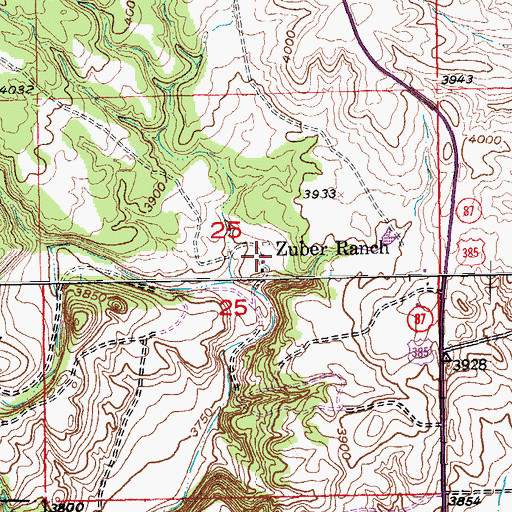 Topographic Map of Zuber Ranch, SD