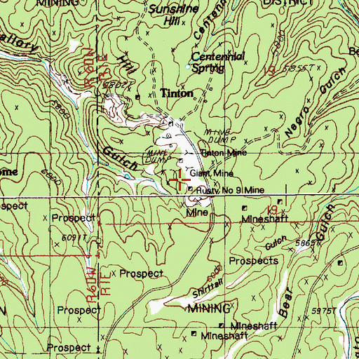 Topographic Map of Rusty Number 9 Mine, SD