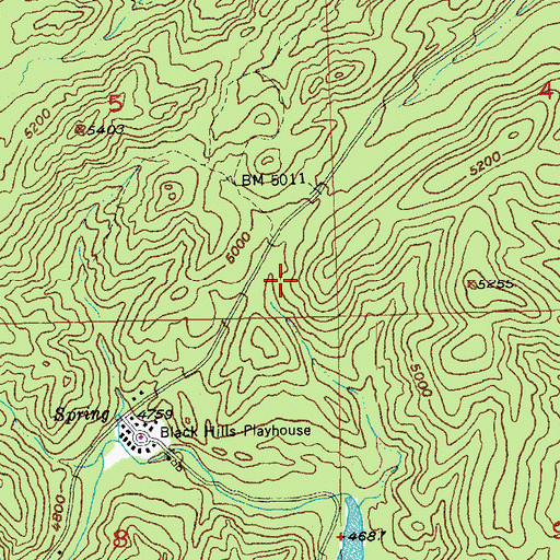 Topographic Map of Center Lake Campgrounds, SD