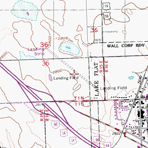 Topographic Map of Wall Municipal Airport, SD