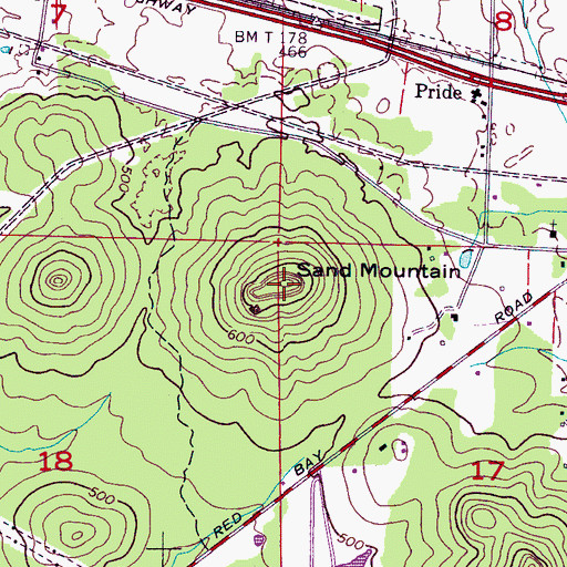 Topographic Map of Sand Mountain, AL