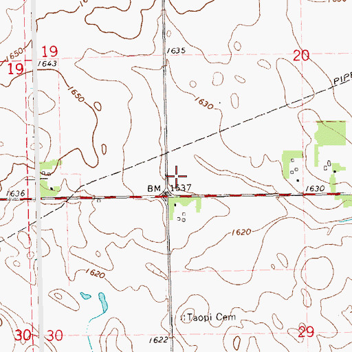 Topographic Map of Taopi (historical), SD