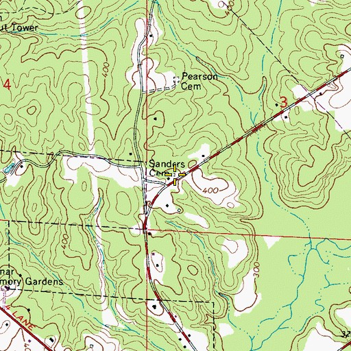 Topographic Map of Sanders Cemetery, AL