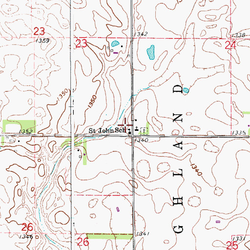 Topographic Map of Saint Johns Lutheran Church, SD