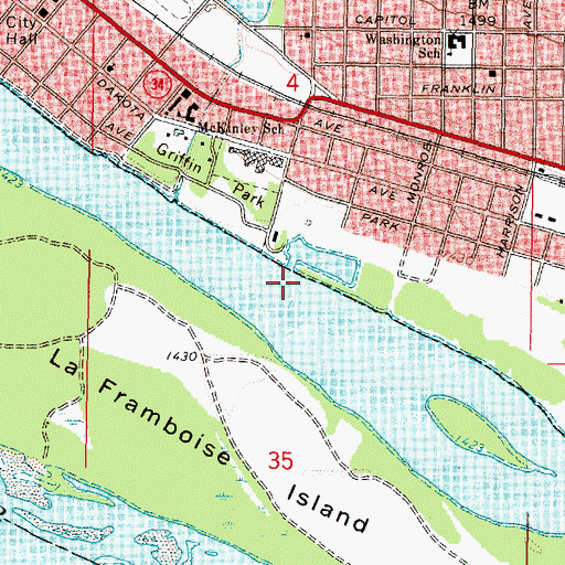 Topographic Map of Pierre Marina Recreational Area, SD