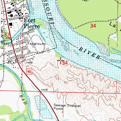 Topographic Map of Fort LaFramboise Number One (historical), SD