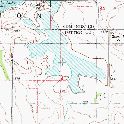 Topographic Map of Alkali Flat (historical), SD