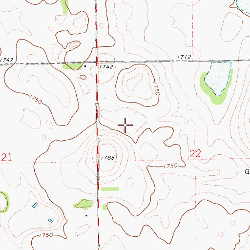 Topographic Map of Indian Mounds Monument (historical), SD