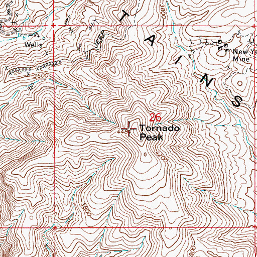 Topographic Map of Tornado Peak, AZ