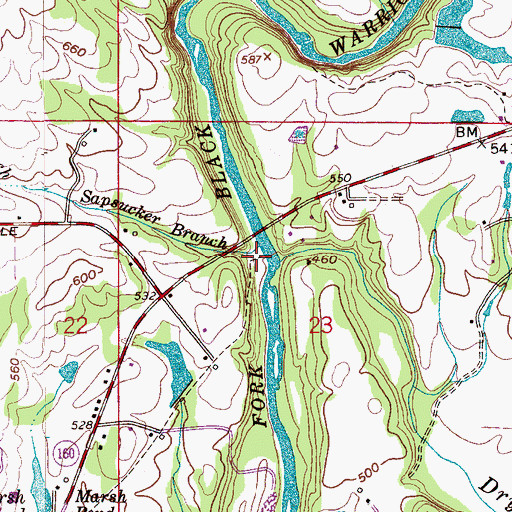 Topographic Map of Sapsucker Branch, AL