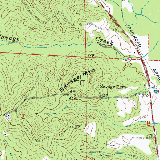 Topographic Map of Savage Mountain, AL
