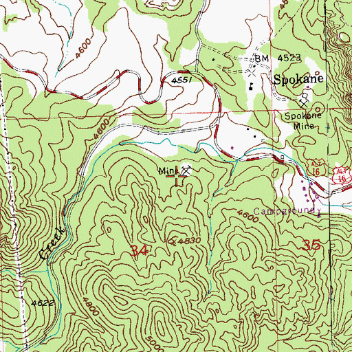 Topographic Map of Josie Mine, SD