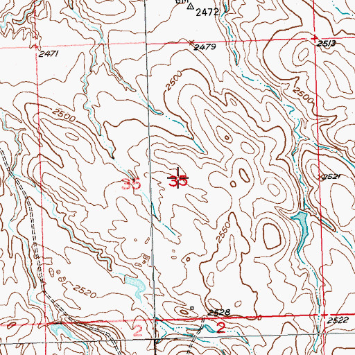 Topographic Map of Moreau River Badlands, SD