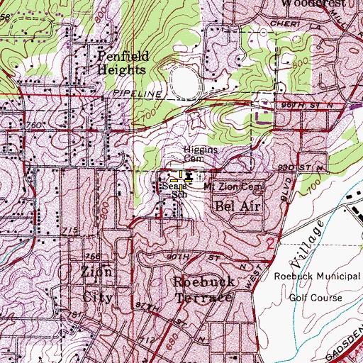 Topographic Map of Sears Elementary School, AL