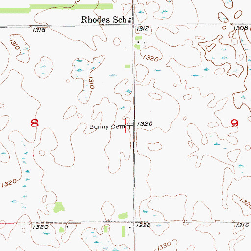 Topographic Map of Bonny Cemetery, SD