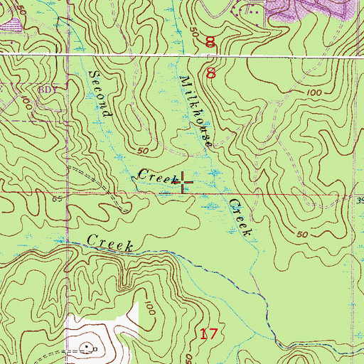 Topographic Map of Second Creek, AL