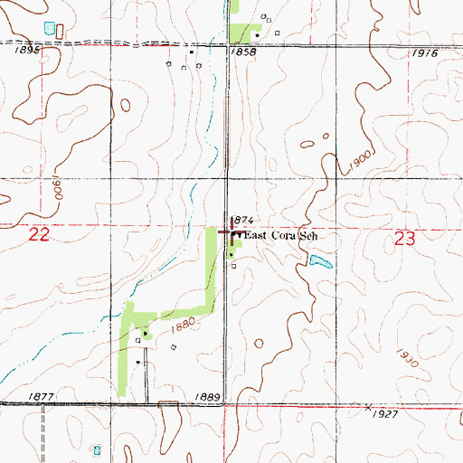 Topographic Map of East Cora School, SD