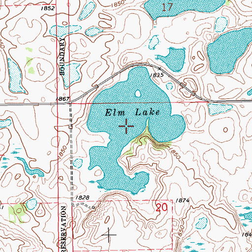 Topographic Map of Elm Lake, SD