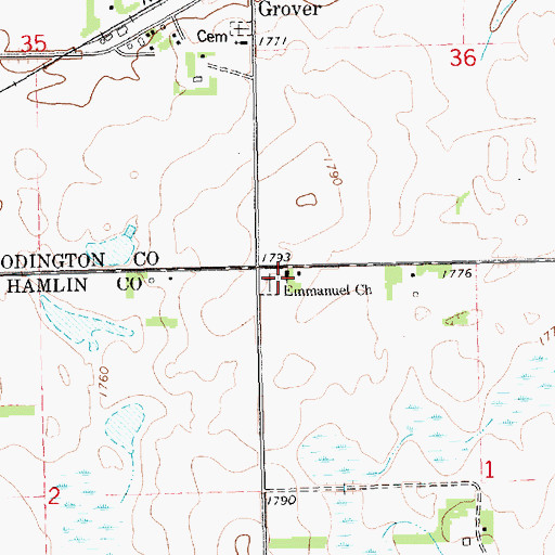 Topographic Map of Emmanuel Church, SD
