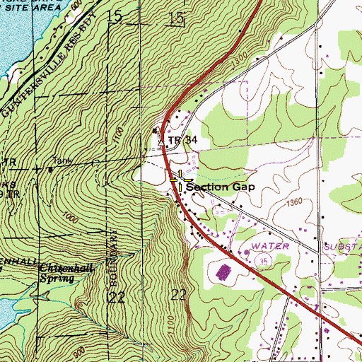 Topographic Map of Section Gap, AL