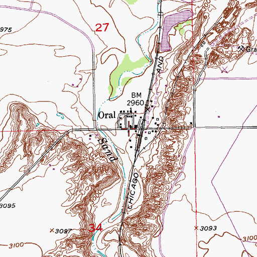 Topographic Map of Oral, SD