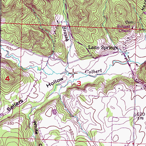 Topographic Map of Sellers Hollow, AL