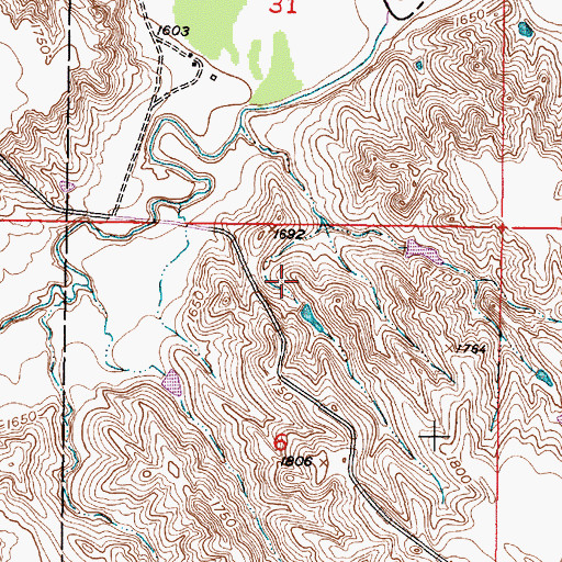 Topographic Map of Earl Burtz Number 2 Dam, SD