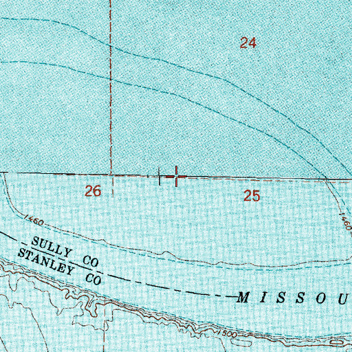 Topographic Map of Little Bend (historical), SD