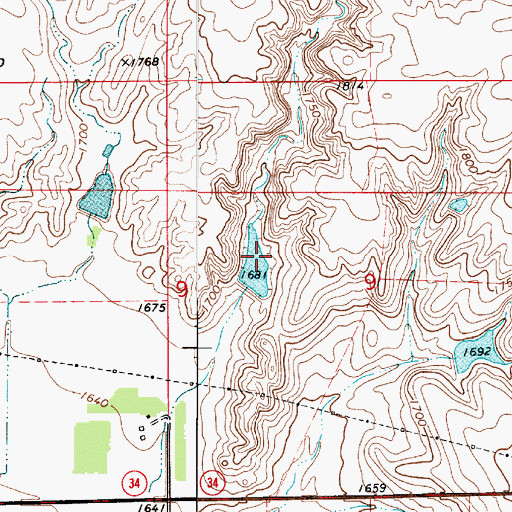 Topographic Map of Krong Stockwater Dam, SD