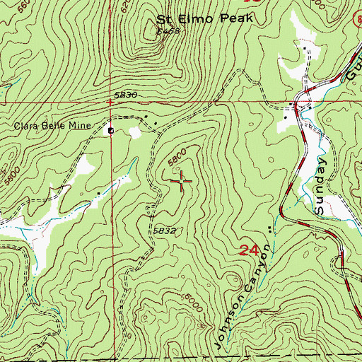 Topographic Map of Saint Elmo Mine, SD