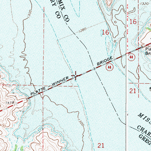 Topographic Map of Platte-Winner Bridge, SD