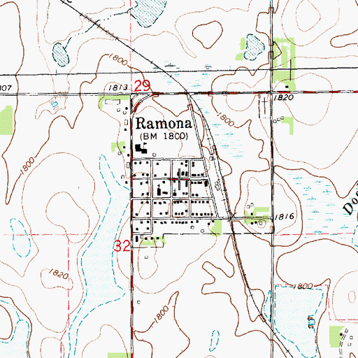 Topographic Map of Ramona, SD