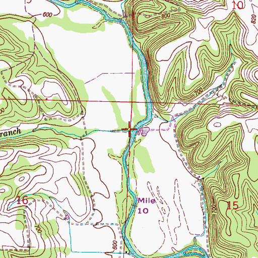 Topographic Map of Shack Branch, AL