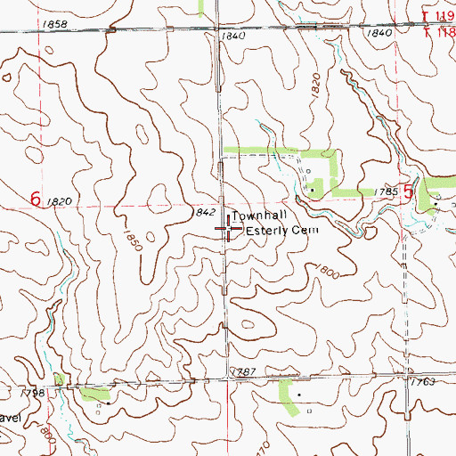 Topographic Map of Esterly Cemetery, SD
