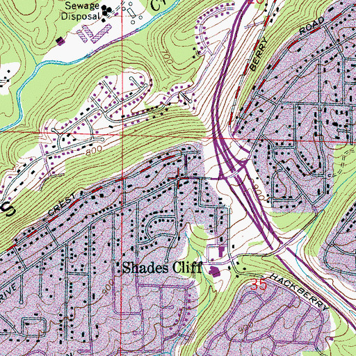 Topographic Map of Shades Cliff, AL