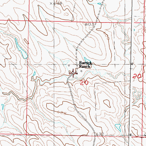 Topographic Map of Barrick Ranch, SD