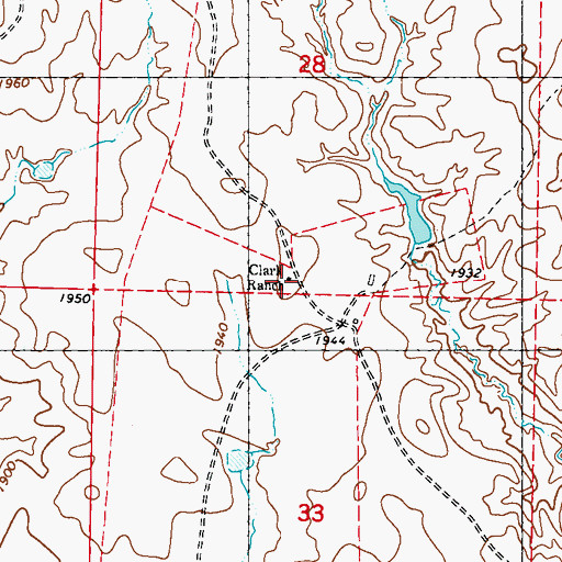Topographic Map of Clark Ranch, SD