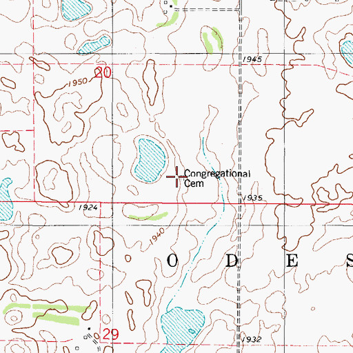 Topographic Map of Congregational Cemetery, SD