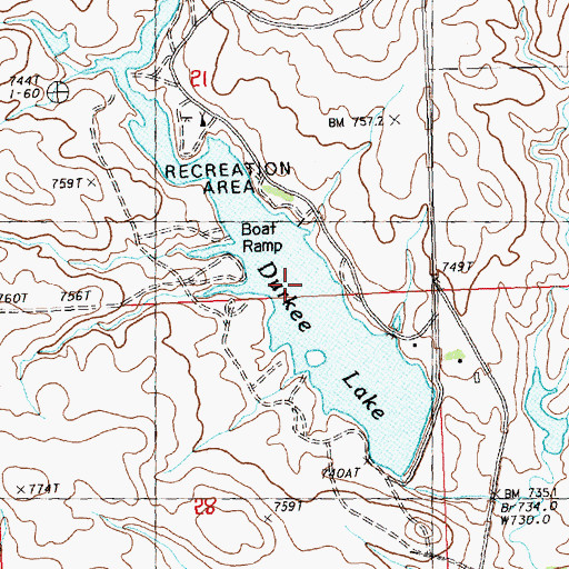 Topographic Map of Durkee Lake, SD