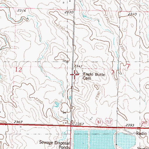 Topographic Map of Eagle Butte Cemetery, SD