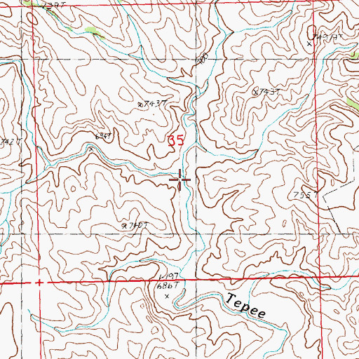 Topographic Map of East Tepee Creek, SD