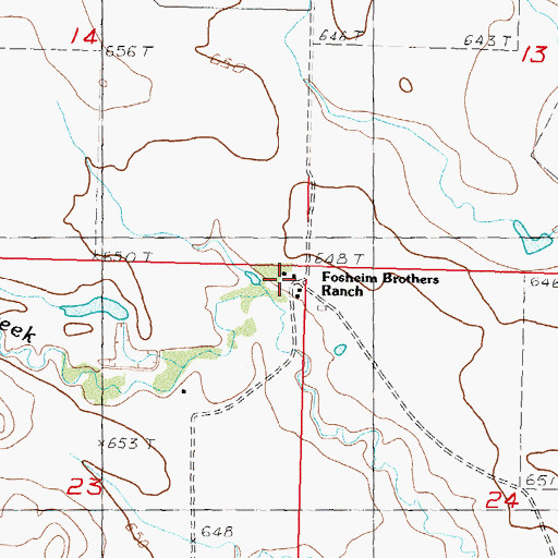 Topographic Map of Fosheim Brothers Ranch, SD