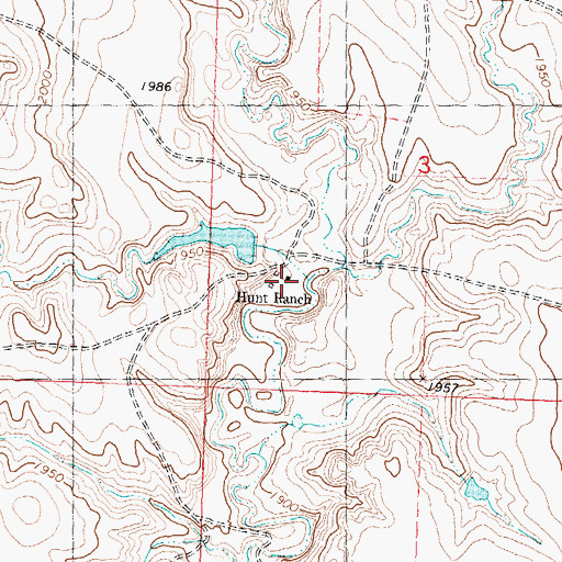 Topographic Map of Hunt Ranch, SD