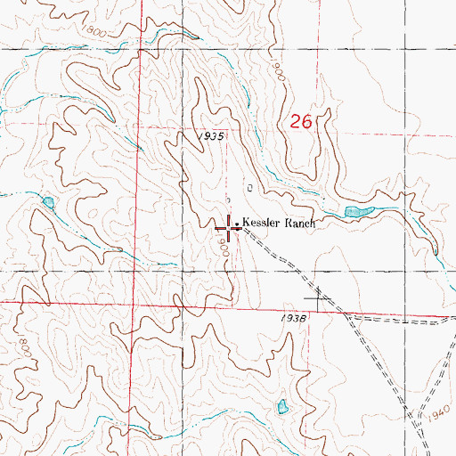 Topographic Map of Kessler Ranch, SD