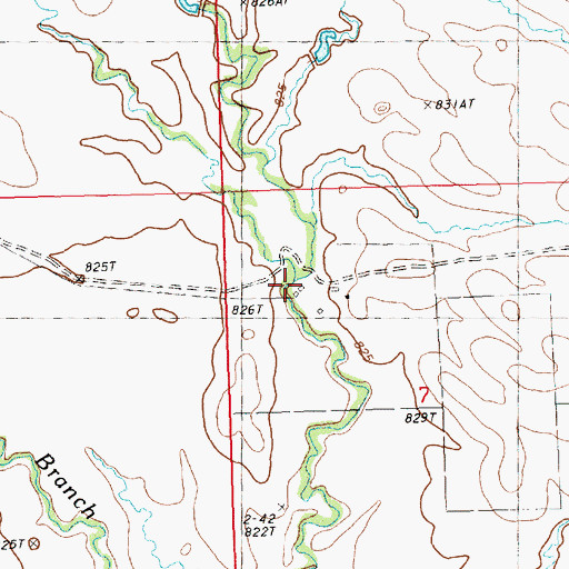 Topographic Map of Middle Branch Pine Creek, SD