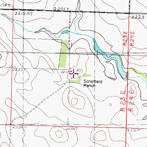 Topographic Map of Schofield Ranch, SD