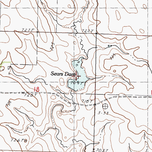 Topographic Map of Sears Dam, SD