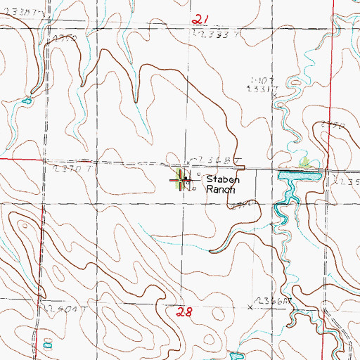 Topographic Map of Staben Ranch, SD