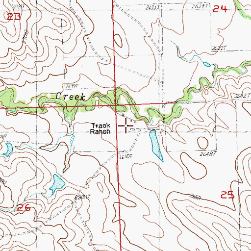 Topographic Map of Trask Ranch, SD