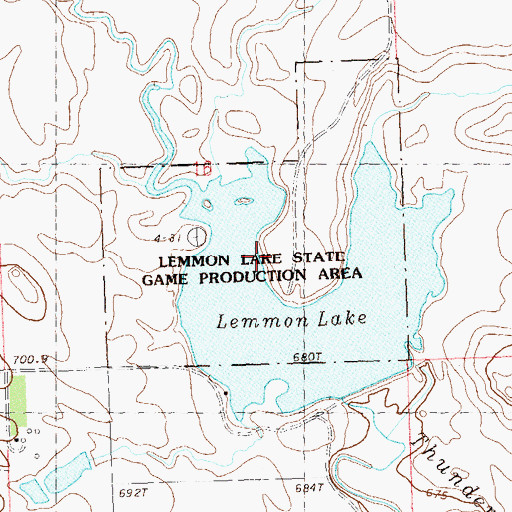 Topographic Map of Lemmon Lake State Game Production Area, SD